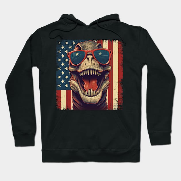 American T-Rex Dinosaur Hoodie by BDAZ